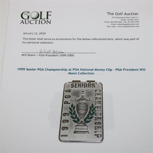 1999 Senior PGA Championship at PGA National Money Clip - PGA President Will Mann Collection