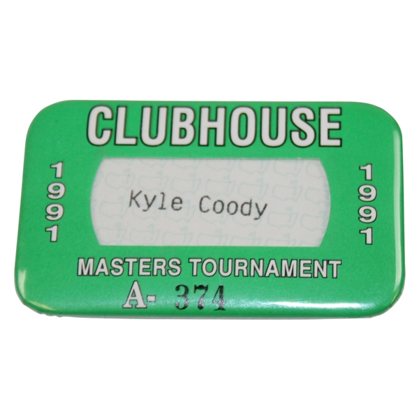 1991 Masters Tournament Clubhouse Badge #A374 Kyle Coody