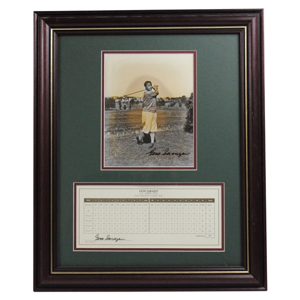 Gene Sarazen Signed Photo & 1932 US Open Replica Scorecard - Framed JSA ALOA
