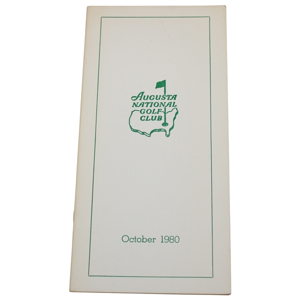 1980 Augusta National Golf Club Member Directory Pamphlet - October