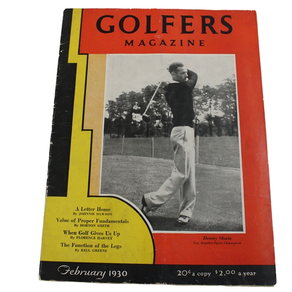February 1930 Issue Of Golfers Magazine W/ Denny Shute On The Cover