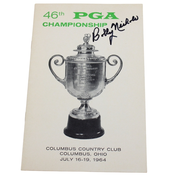 Bobby Nichols Signed 1964 PGA Championship At Columbus Country Club Booklet PSA #AI14472