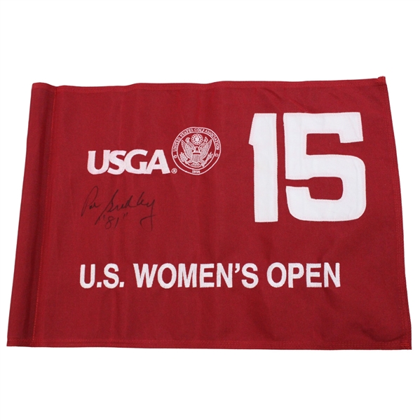 Pat Bradley Signed Red US Womens Open Embroidered Flag Inscribed "81" JSA ALOA