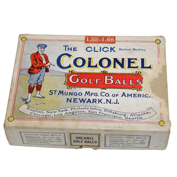 1920’s The Click Meshed Marking St. Mungo Mfg. Co. Colonel Golf Balls Box
