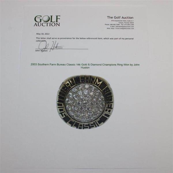 2003 Southern Farm Bureau Classic 14k Gold & Diamond Champions Ring Won by John Huston