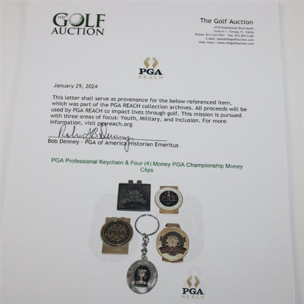 PGA Professional Keychain & Four (4) PGA Championship Money Clips