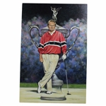Original Jack Nicklaus W/ Wannamaker Trophy Arylic Painting on Canvas By Artist Provard