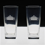 Two (2) Augusta National Golf Club Glass Clubhouse Logo Drinking Glasses