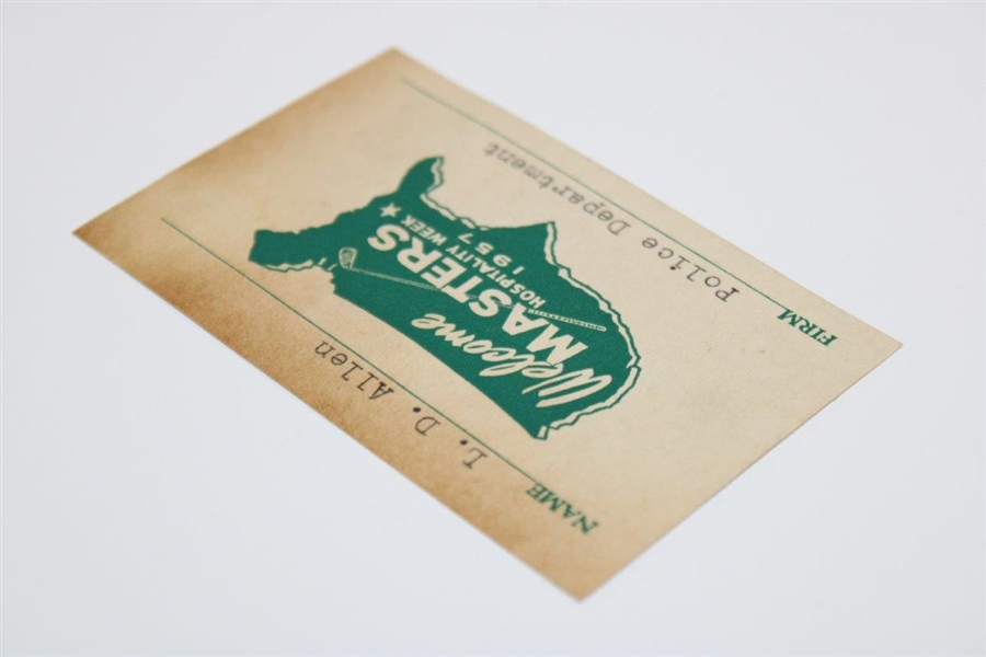 1957 Masters Tournament Hospitality Week Pass - L.D. Allen - Police Department