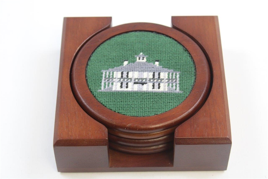 Four (4) Augusta National Clubhouse Smathers & Branson Stitched/Embroidered Coasters 