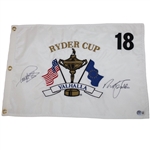 Captains Azinger & Faldo Signed 2008 Ryder Cup at Valhalla Embroidered Flag Beckett #BL67118