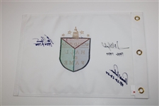 Arnold Palmer, Jose Olazabal & Ben Crenshaw Signed World Golf Hall of Fame Flag JSA ALOA