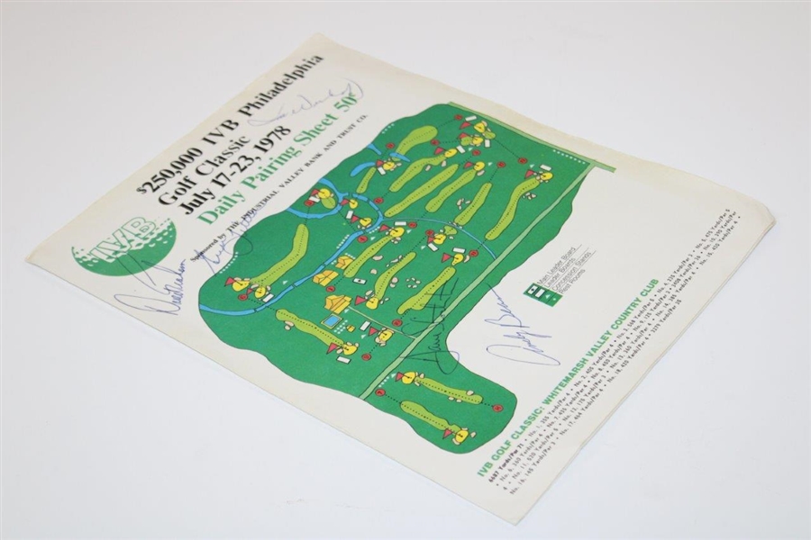 Weiskopf, Littler & Graham Signed 1978 Philadelphia Golf Classic Pairing Sheet JSA ALOA