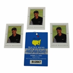 1995 Masters Wednesday Ticket #B12847 w/Three (3) 2001 Tiger Woods UD Golf Gallery Cards