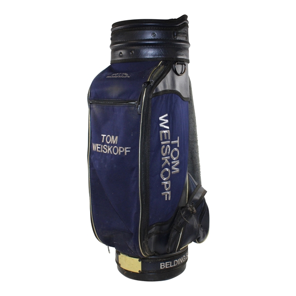 Tom Weiskopf's Personal Used Belding Sports Full Size Navy & Black Golf Bag w/Senior PGA Tour Sticker