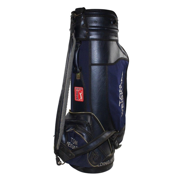 Tom Weiskopf's Personal Used Belding Sports Full Size Navy & Black Golf Bag w/Senior PGA Tour Sticker