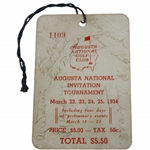 1934 Masters Series Badge Signed by Champ Horton, Bobby Jones - Pinnacle of Golf Tickets