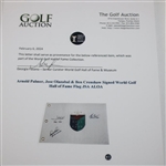 Arnold Palmer, Jose Olazabal & Ben Crenshaw Signed World Golf Hall of Fame Flag JSA ALOA