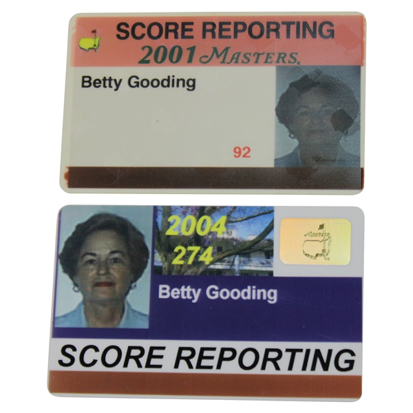 2001 & 2004 Masters Tournament Score Reporting Employee Badges - Betty Gooding