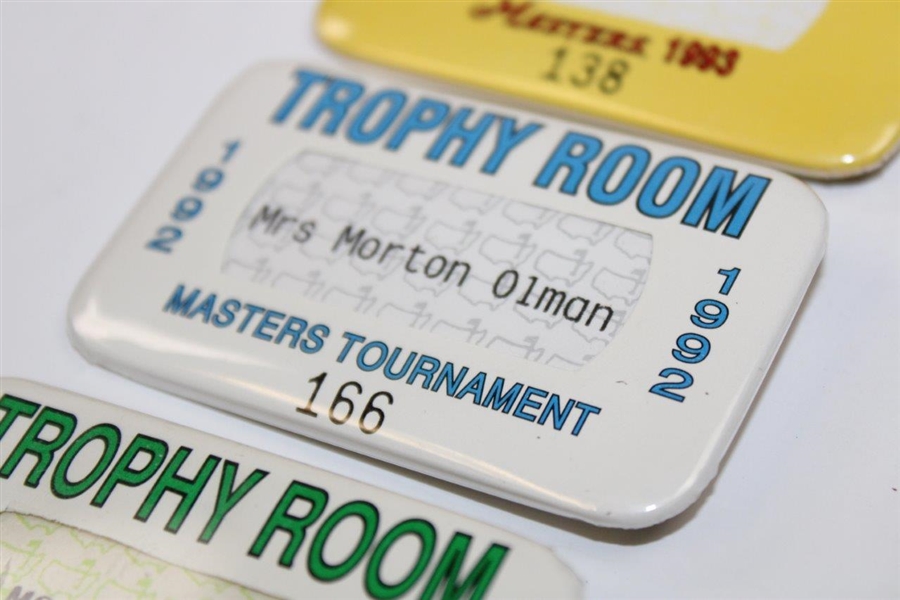 1990, 1992 & 1993 Masters Tournament Trophy Room Badges - Olman