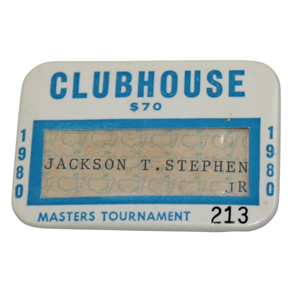 1980 Masters Tournament Clubhouse Badge #213