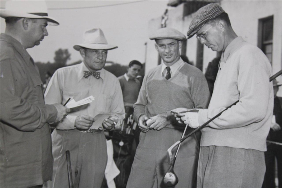 1946 LA Open Photo w/George Von Elm, Denny Shute & Ellsworth Vines on Tee