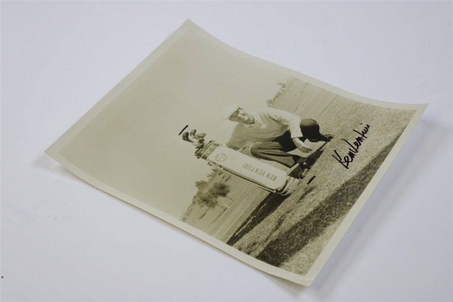 Ken Venturi Signed Vintage Photo with Golf Clubs & Golf Bag JSA ALOA