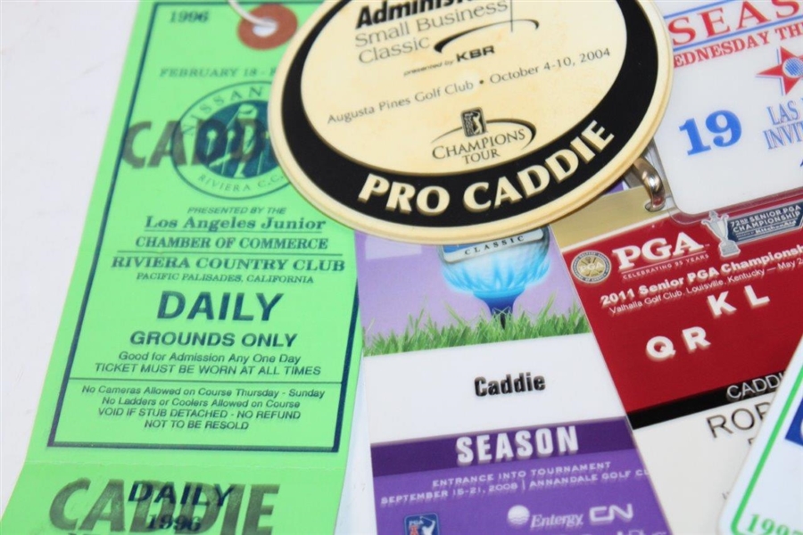 Fifteen (15) PGA Tour Badges & Tickets Assortment From Various Tournaments/Events