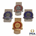 Four (4) PGA Cup Matches Clips/Badges - 1984 (x2) & 1986 (x2) - 10k GF & Sterling