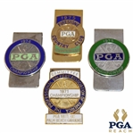 1971, 1974 & Two (2) 1975 PGA Championship Sterling Silver Clips/Badges
