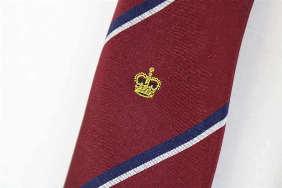 Three (3) Golf Neck Ties - Crown, Royal Guerney GC Centenary, & Dragon (Maroon/Navy/Green)