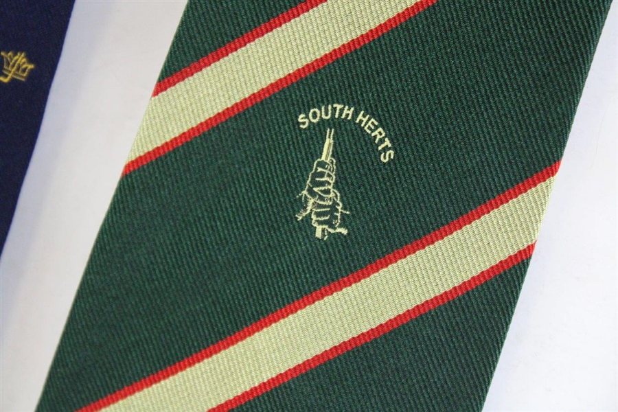 Three (3) Golf Neck Ties - Crown, South Herts, Striped (Navy/Green/Red)