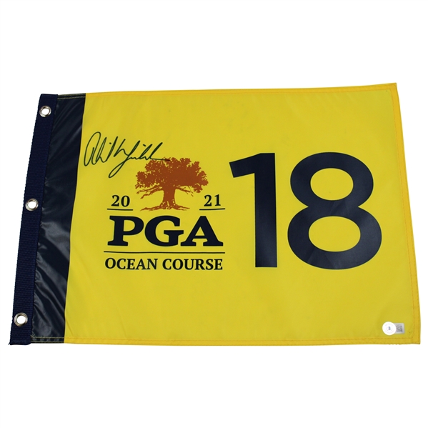 Phil Mickelson Signed 2021 PGA Championship at Kiawah Island Screen Flag Beckett #BL67010