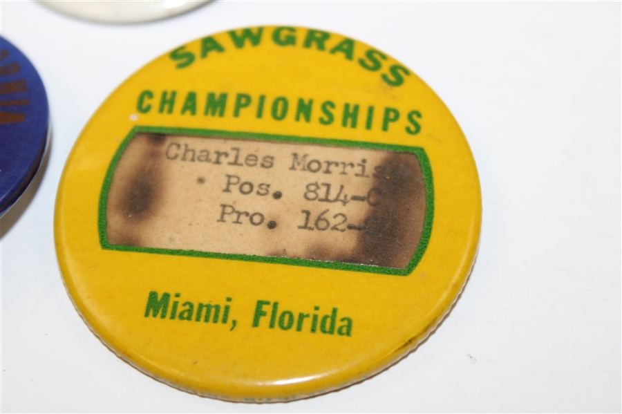 Three (3) Badges - Sawgrass Championships, Women's Golf Circuit Contestant, & 1968 Pensacola Open