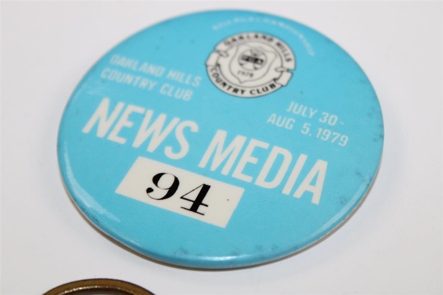 1979 PGA Championship at Oakland Hills CC News Media Badge #94 with Key Chain