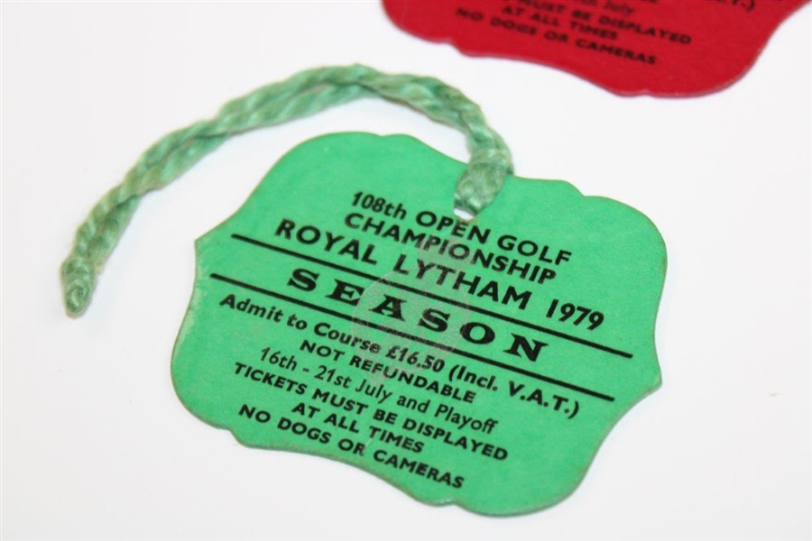 1979 & 1987 The OPEN Championship Season Badges - Royal Lytham & Muirfield