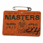 Charles Coody Signed 1971 Masters Tournament SERIES Badge #15583 JSA ALOA