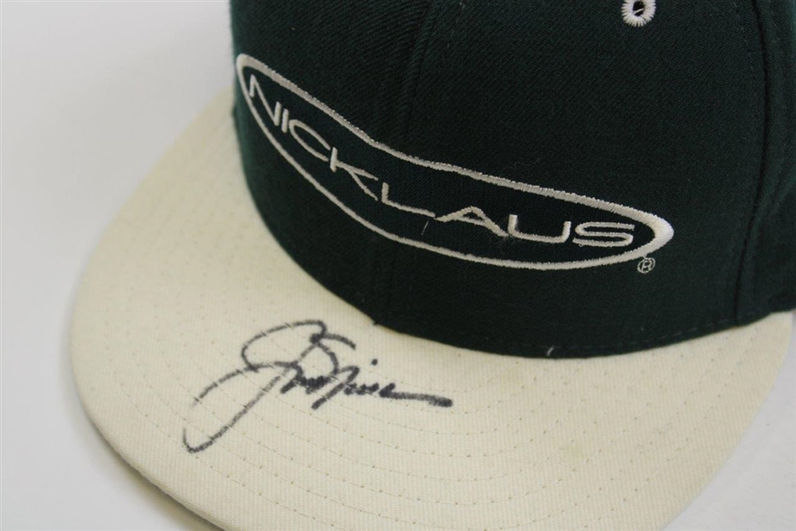 Jack Nicklaus Signed 'NICKLAUS' Dk Green/Khaki Air Bear Fitted Hat 7 1/4 PSA #AH07167