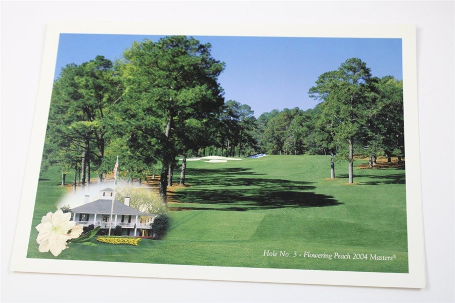 Two (2) 2004 Masters Breakfast/Lunch Menus w/Hole No. 3 'Flowering Peach' Cover