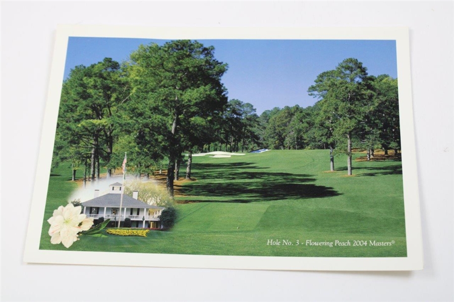 Two (2) 2004 Masters Breakfast/Lunch Menus w/Hole No. 3 'Flowering Peach' Cover