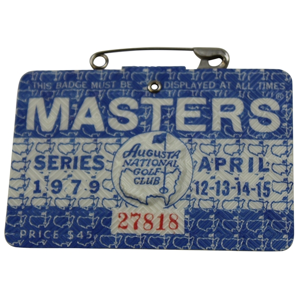 1979 Masters Tournament SERIES Badge #27818 - Fuzzy Zoeller Winner