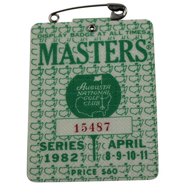 1982 Masters Tournament SERIES Badge #15487 - Craig Stadler Winner