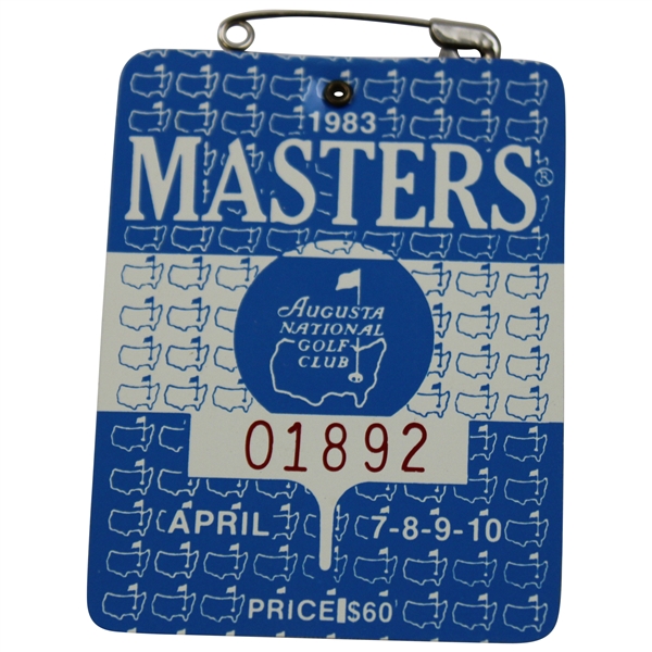 1983 Masters Tournament SERIES Badge #01892 - Seve Ballesteros 2nd Masters Win