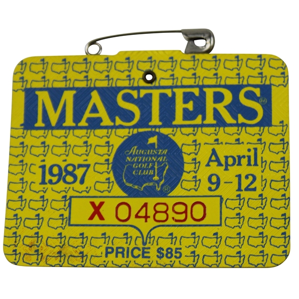 1987 Masters Tournament SERIES Badge #X04890 - Larry Mize Winner