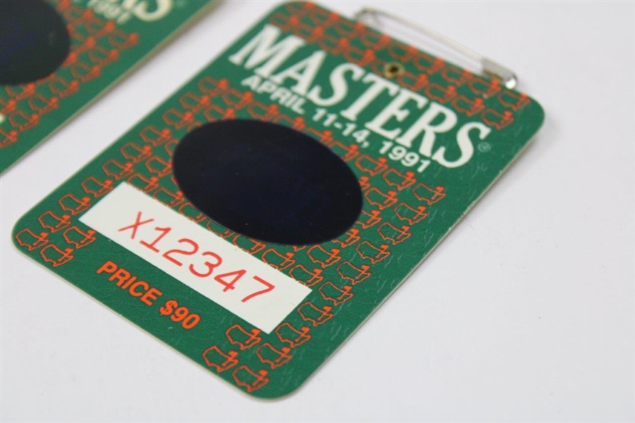 Two (2) 1991 Masters Tournament SERIES Badges #X04908, #X12347 - Ian Woosnam Winner