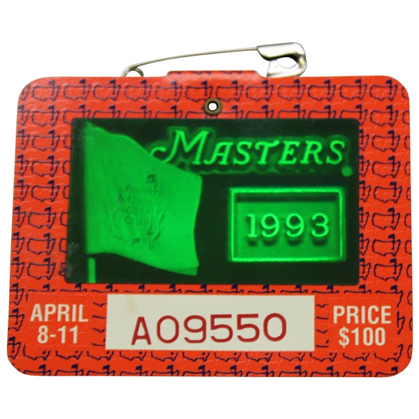 1993 Masters Tournament SERIES Badge #A09550 - Bernhard Langer 2nd Masters Win