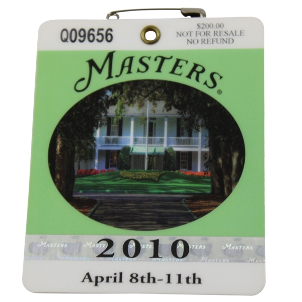 2010 Masters Tournament SERIES Badge #Q09656 - Phil Mickelson 3rd Masters Win