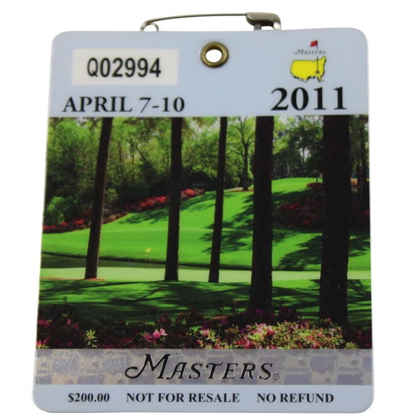 2011 Masters Tournament SERIES Badge #Q02994 - Charl Schwartzel Winner