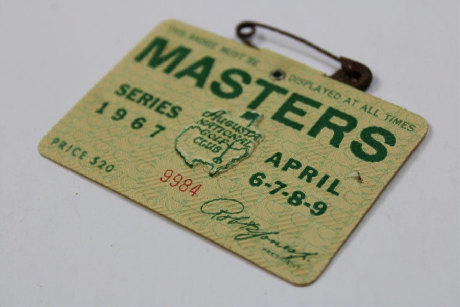 1967 Masters Tournament SERIES Badge #9984 - Gay Brewer Winner