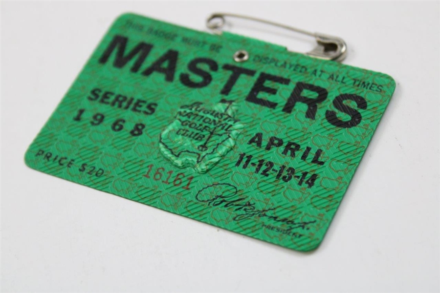 1968 Masters Tournament SERIES Badge #16161 - Bob Goalby Winner
